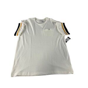 G-Net Mens Short Sleeve T-Shirt Pocket Striped Sleeves XXL Eggshell Oversized